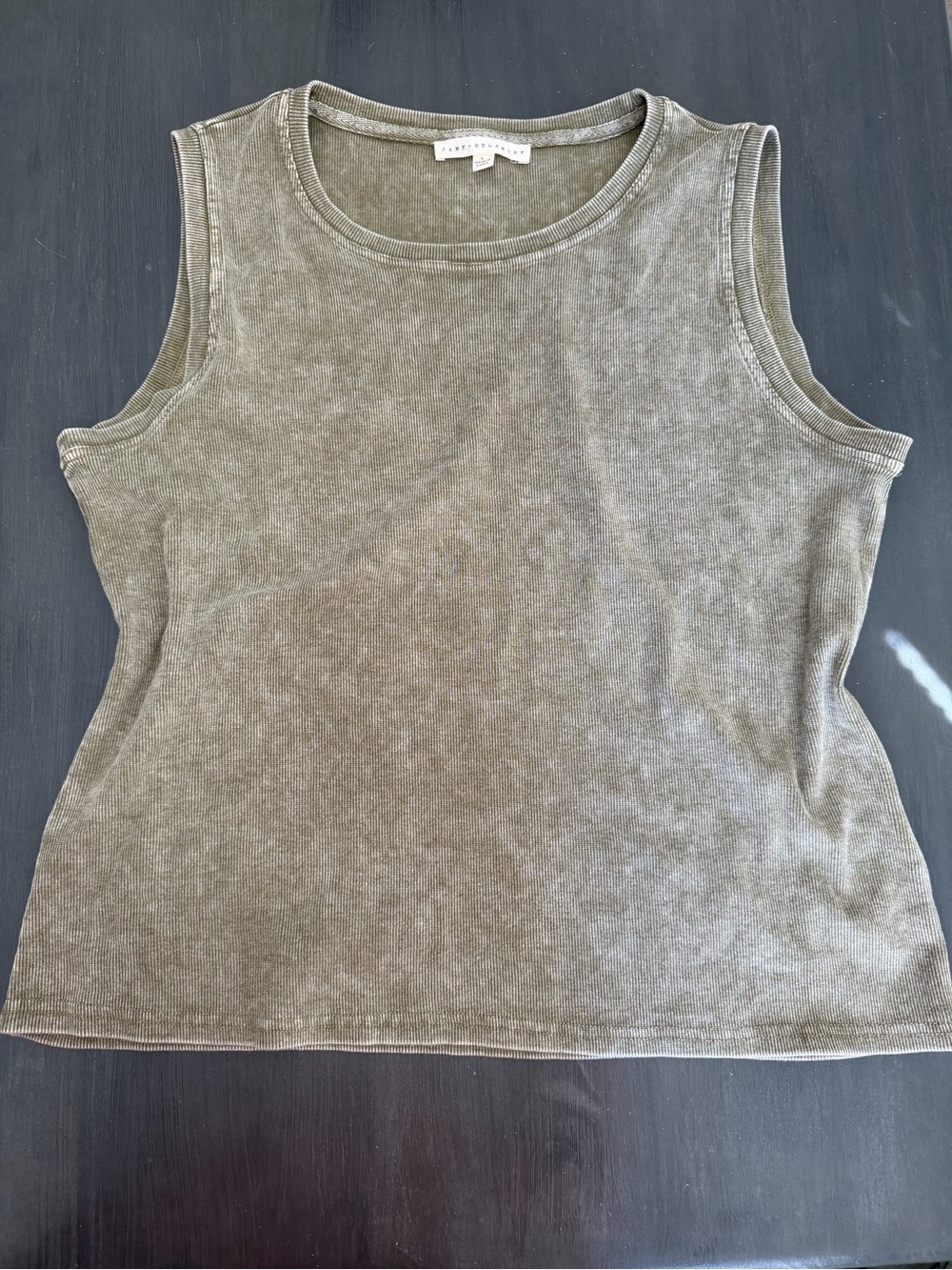 Jane + Delancey Olive Green Ribbed Tank Top L
